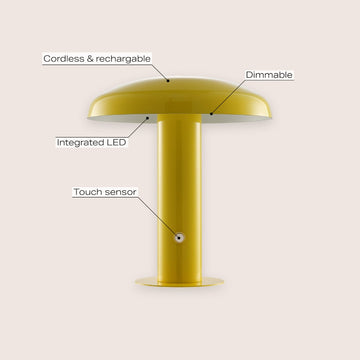Suillius 11" Contemporary Bohemian Rechargeable/Cordless Iron Integrated LED Mushroom Table Lamp